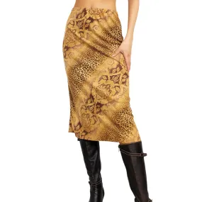 90s Floral Leopard Midi Skirt (XS/S)
