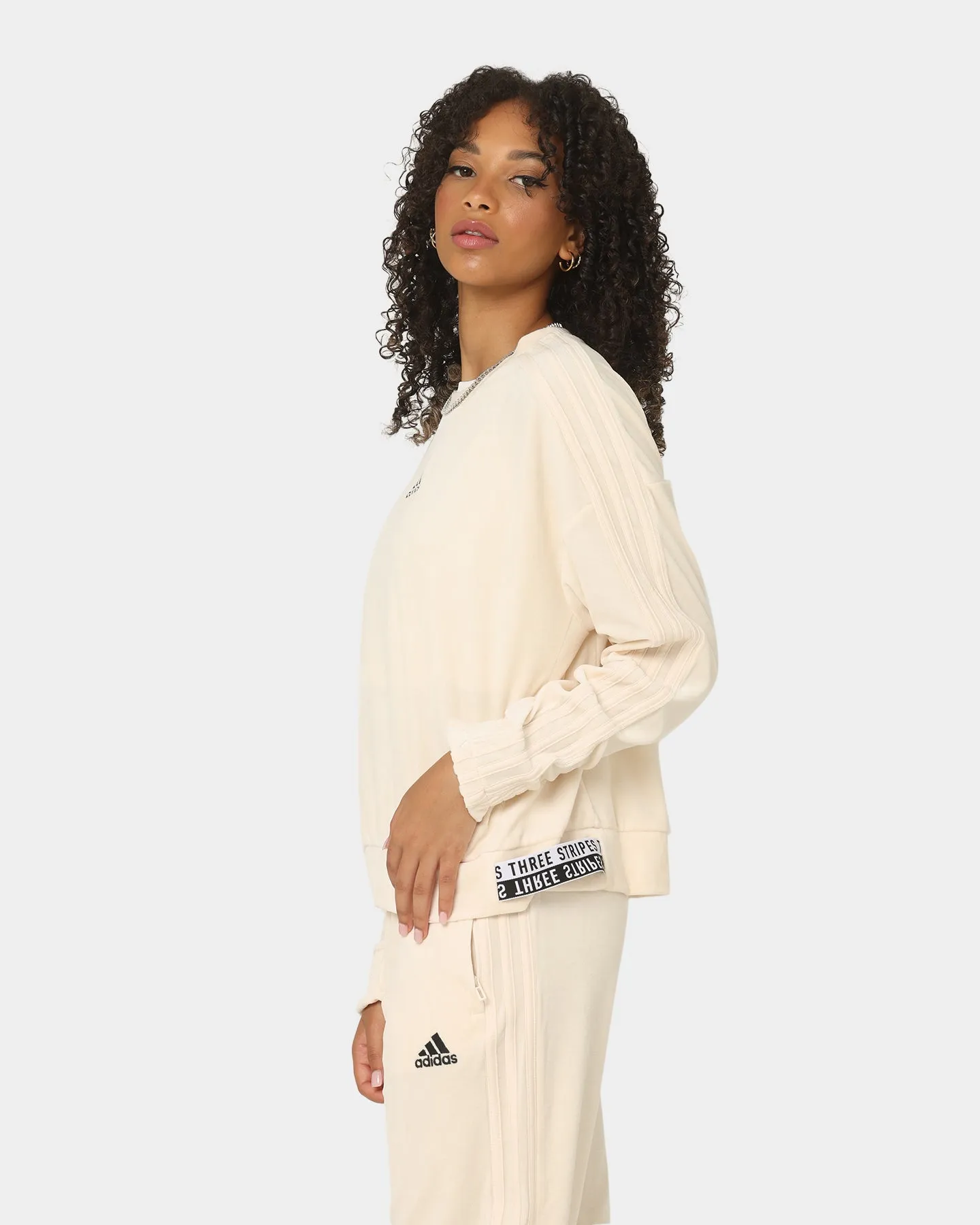 Adidas Women's Velour Crewneck Wonder White