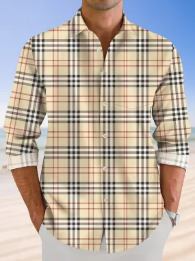 Alohadaddy Plaid Button Pocket Casual Long Sleeve Shirt