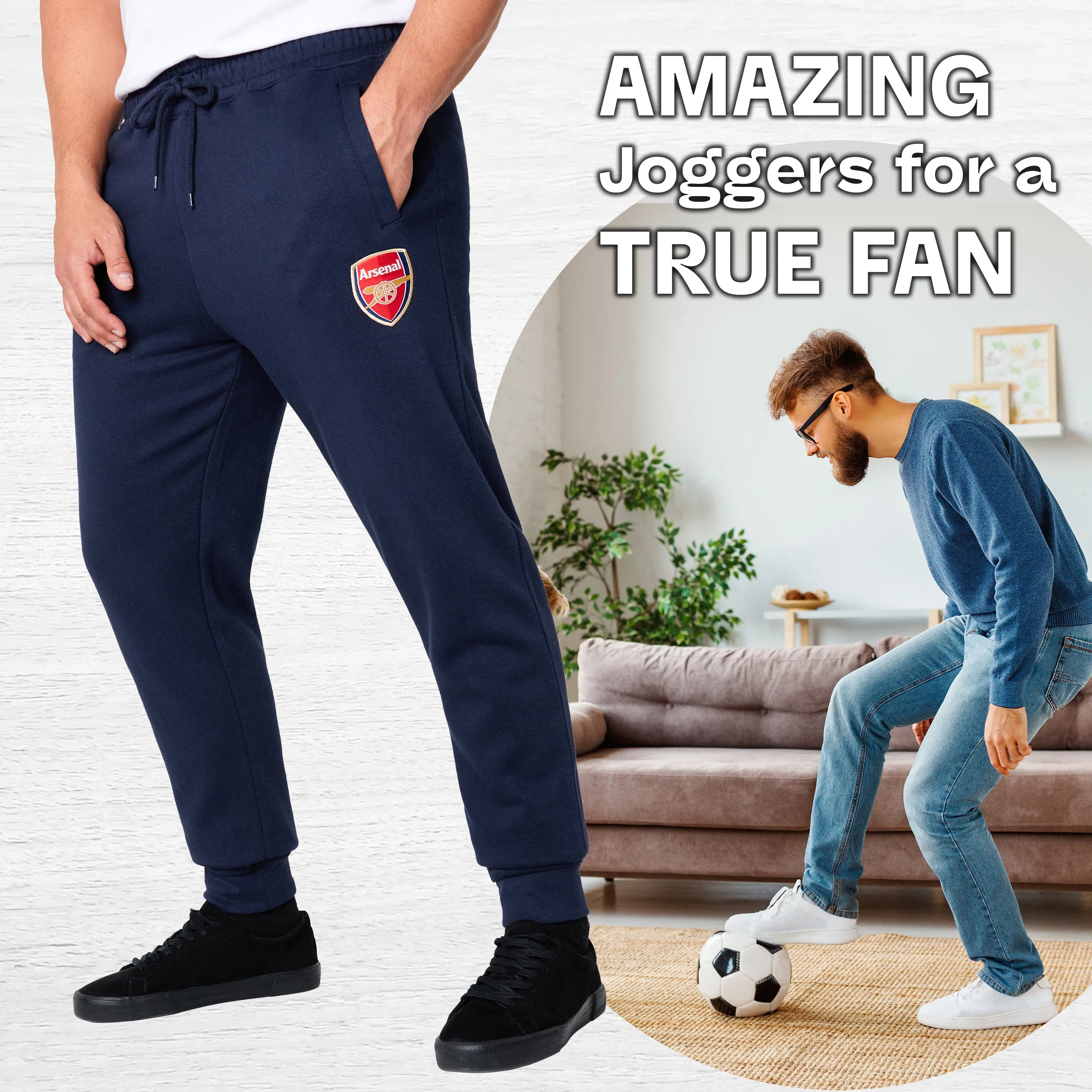 Arsenal F.C. Mens Sweatpants with 2 Pockets and Cuffed Ankles