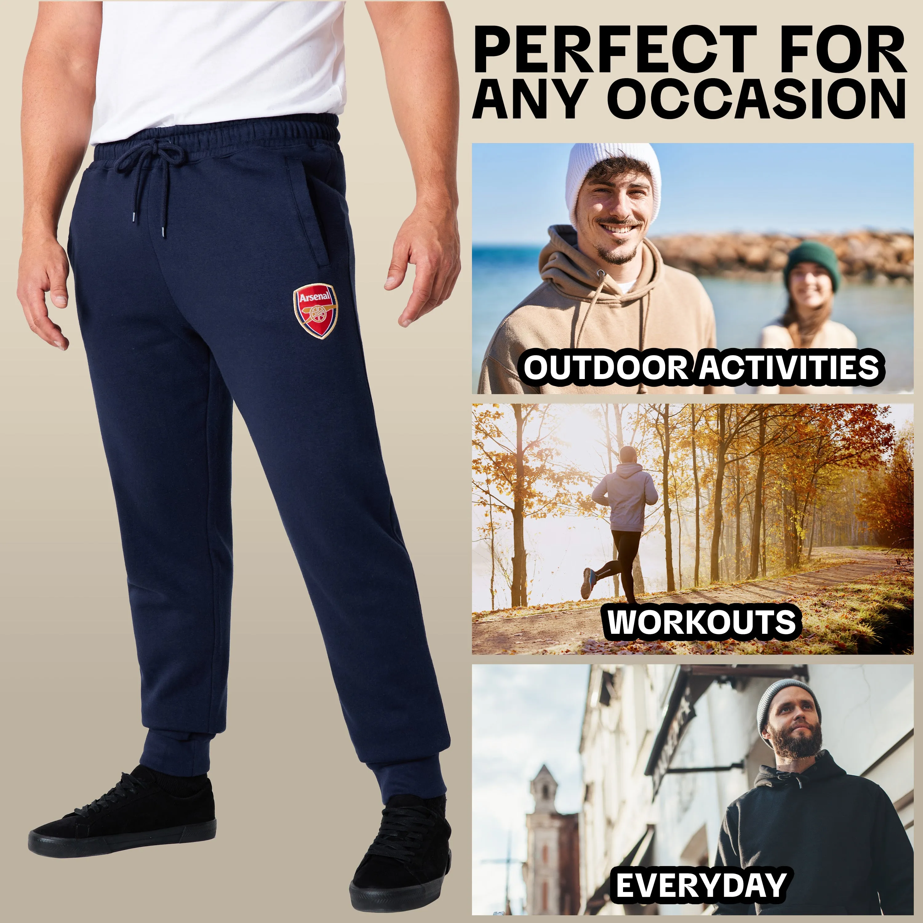 Arsenal F.C. Mens Sweatpants with 2 Pockets and Cuffed Ankles