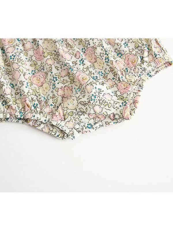 Baby Girl Flutter Sleeve Onesie Floral Bodysuit Summer