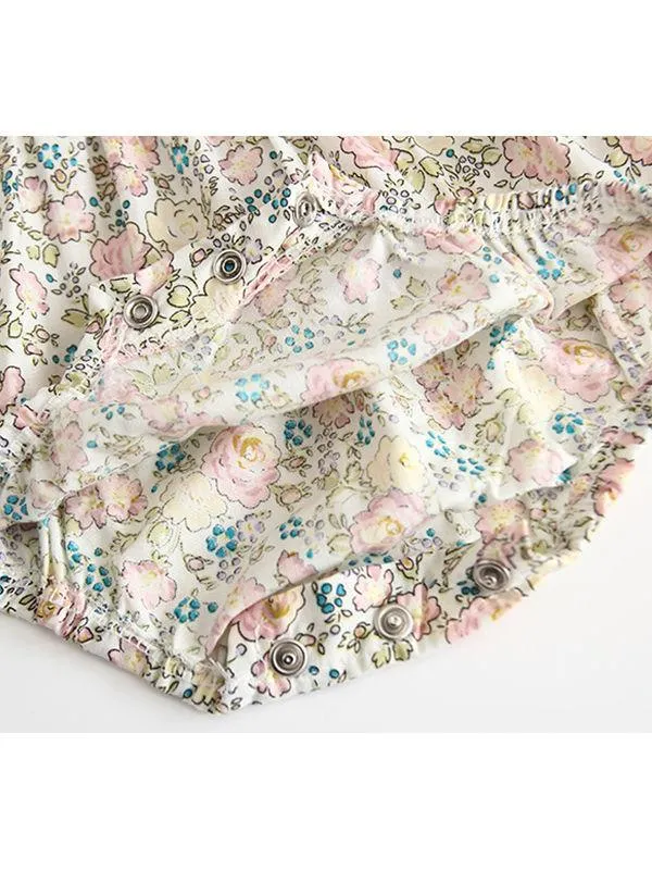 Baby Girl Flutter Sleeve Onesie Floral Bodysuit Summer