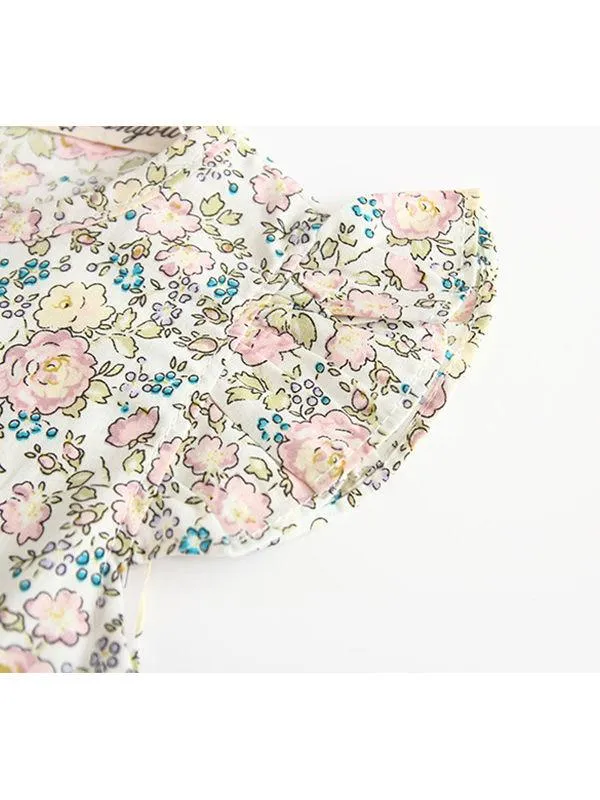 Baby Girl Flutter Sleeve Onesie Floral Bodysuit Summer