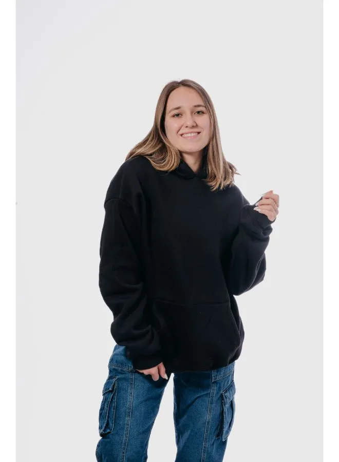Basic Oversized Hoodie-Black