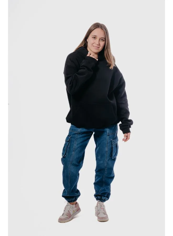 Basic Oversized Hoodie-Black