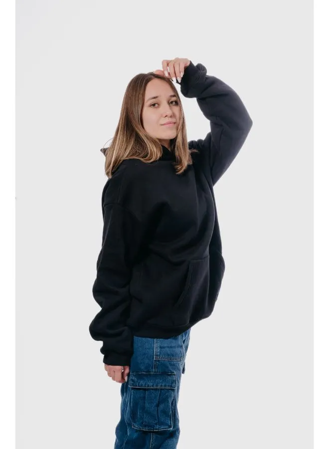 Basic Oversized Hoodie-Black