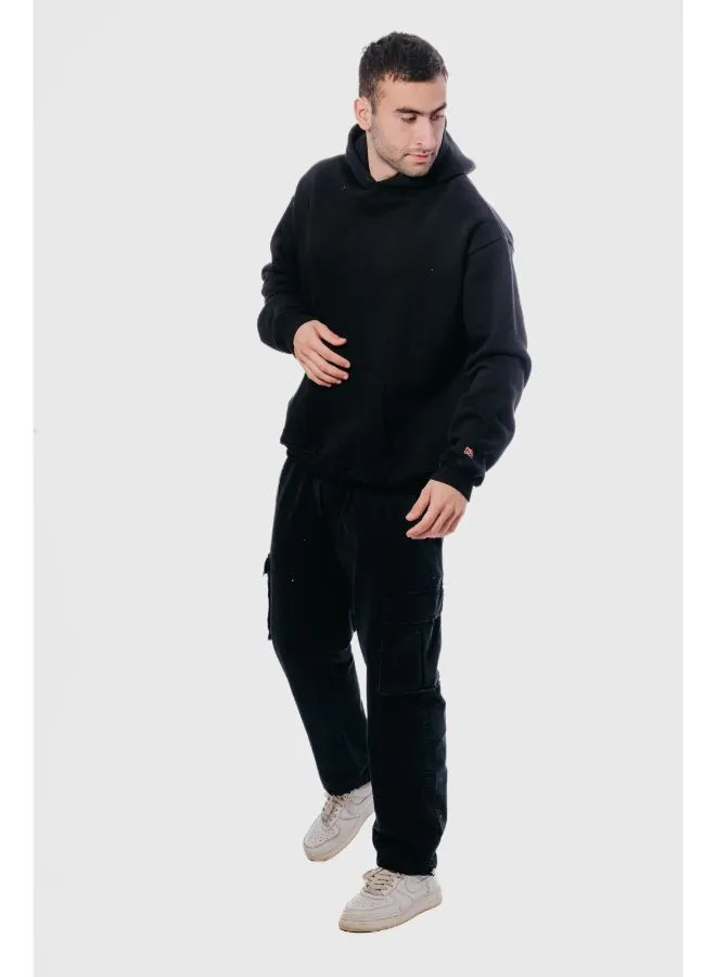 Basic Oversized Hoodie-Black