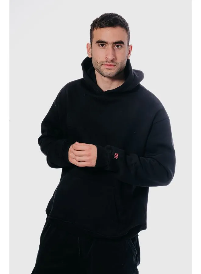 Basic Oversized Hoodie-Black