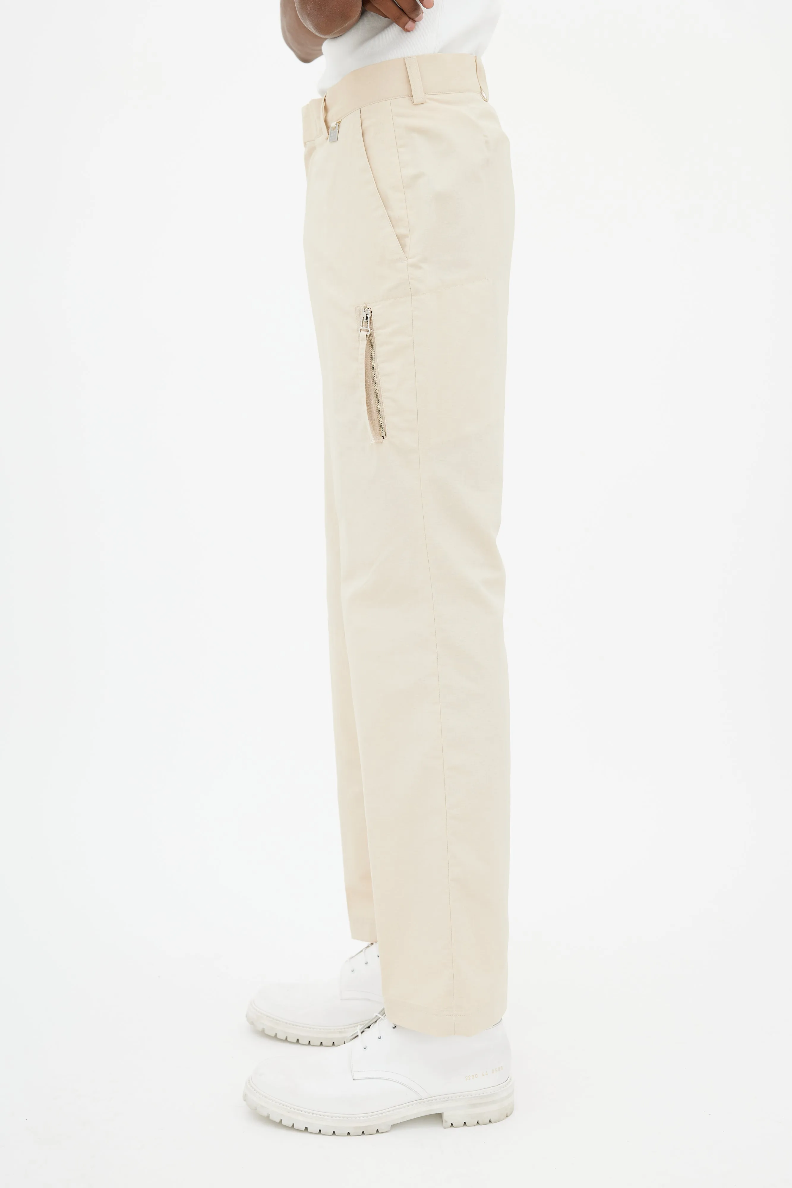Beige Technical Zip Trouser