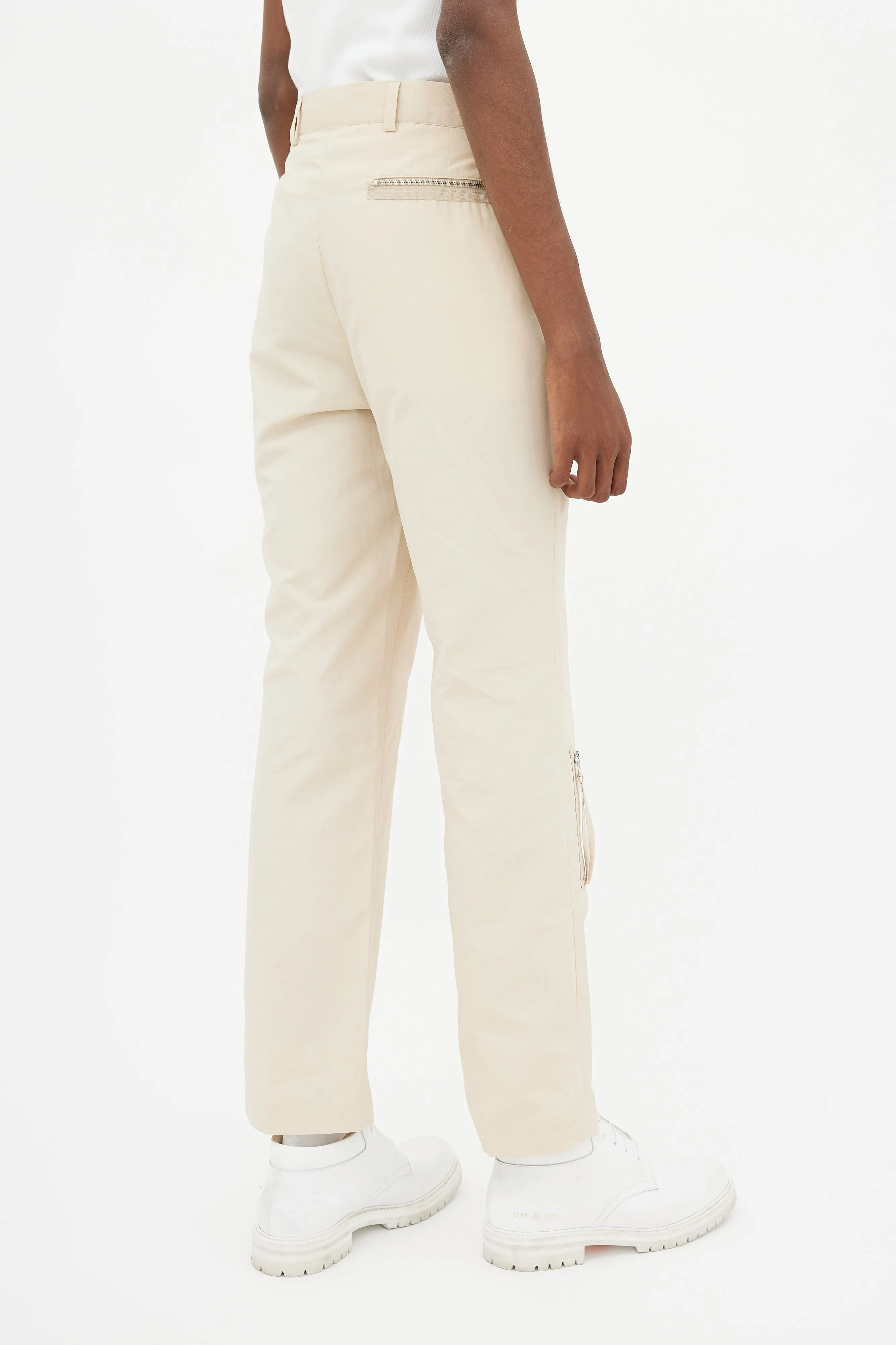 Beige Technical Zip Trouser