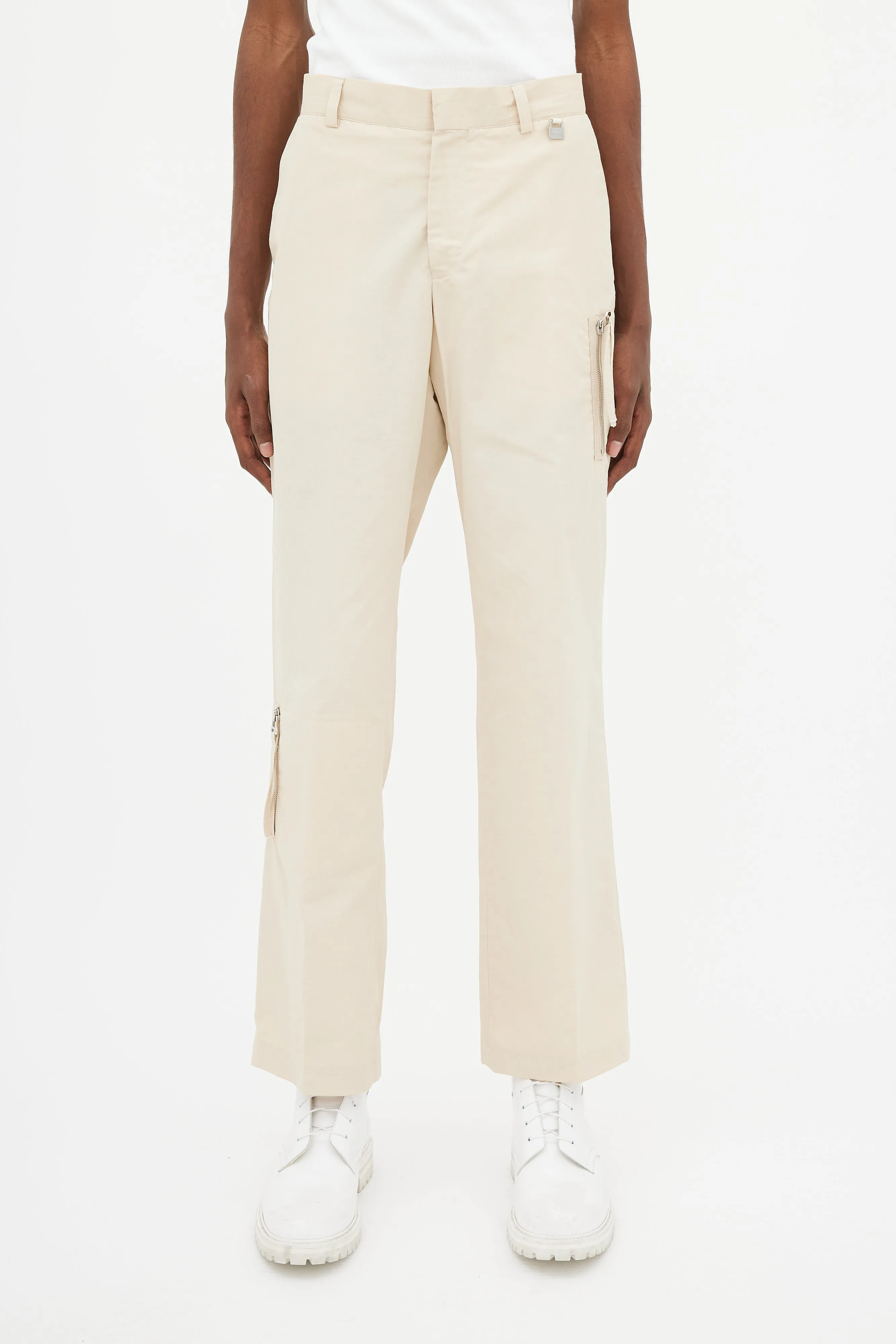 Beige Technical Zip Trouser