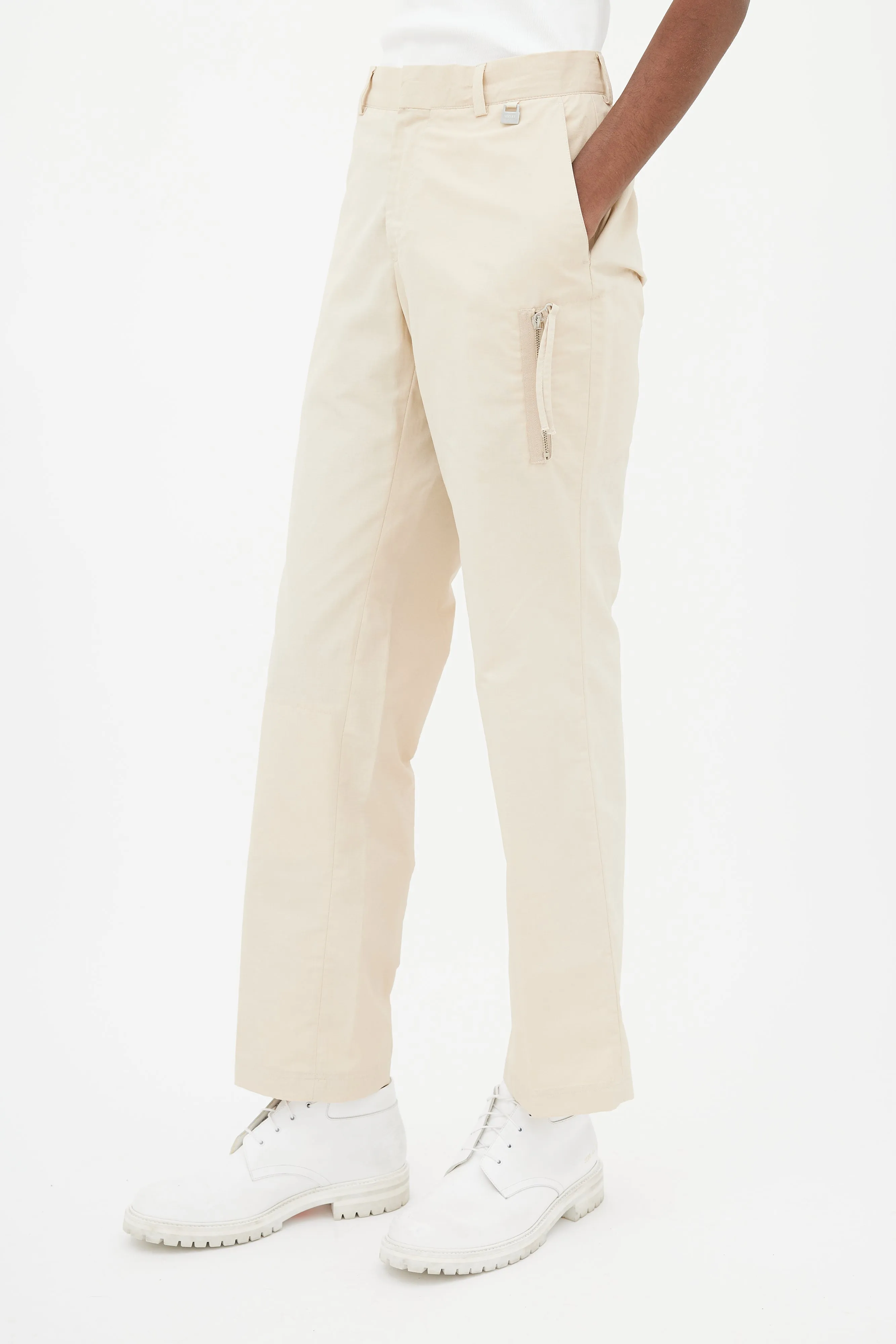 Beige Technical Zip Trouser
