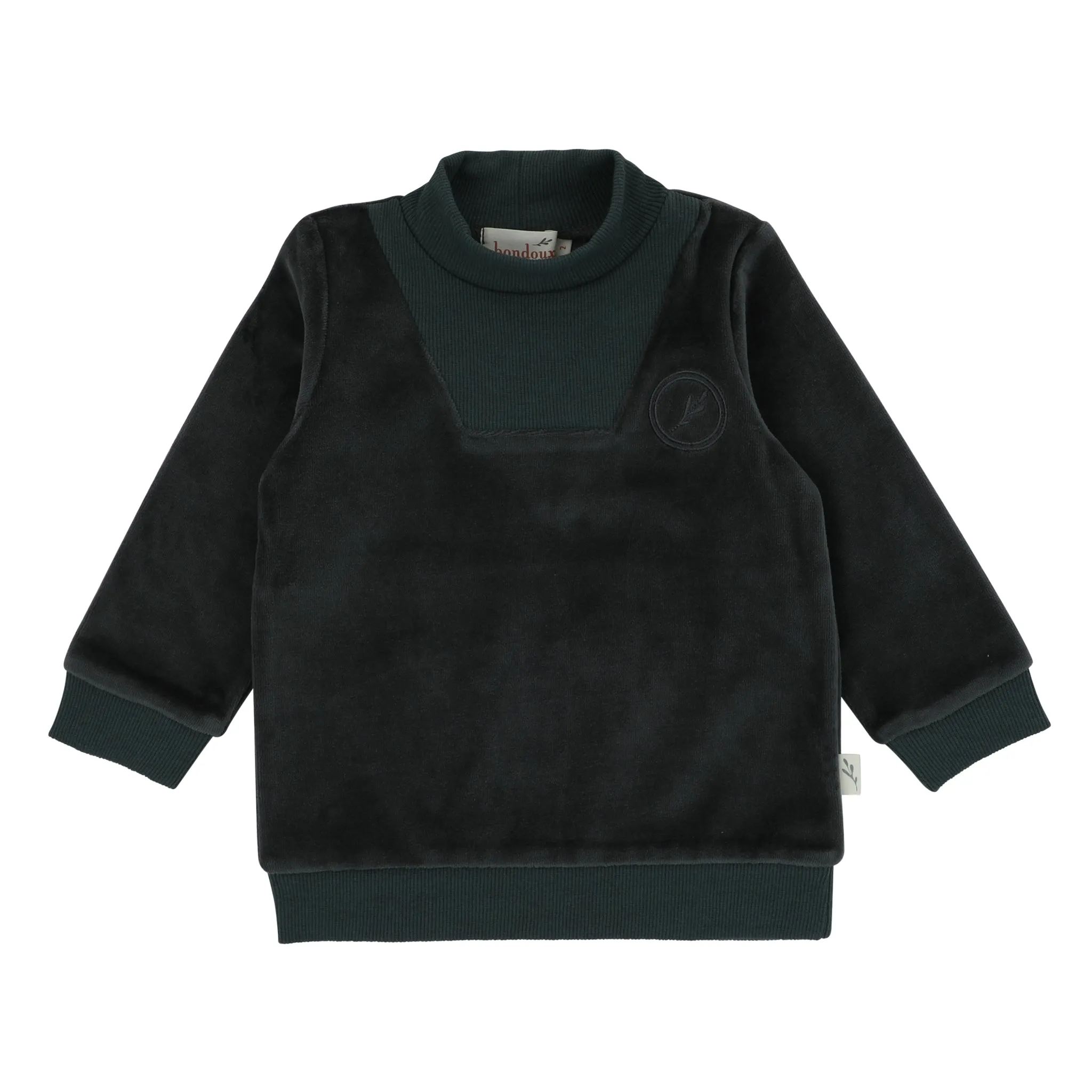 Bondoux Logo Velour Green Top Crew Neck
