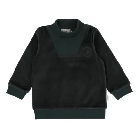 Bondoux Logo Velour Green Top Crew Neck
