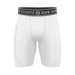 BWB Men's White Compression Shorts