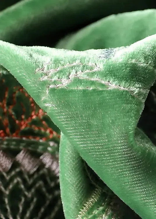 Chinese Style Green Stand Collar Embroideried Silk Velour Vest Tops Sleeveless ML1344