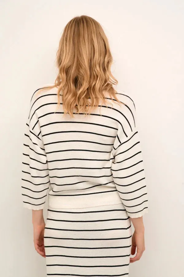 CREAM Sillar Knit Skirt - Eggnog Black Stripe