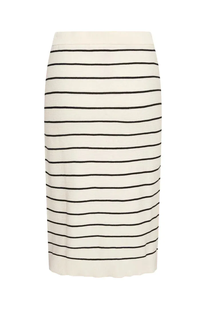 CREAM Sillar Knit Skirt - Eggnog Black Stripe