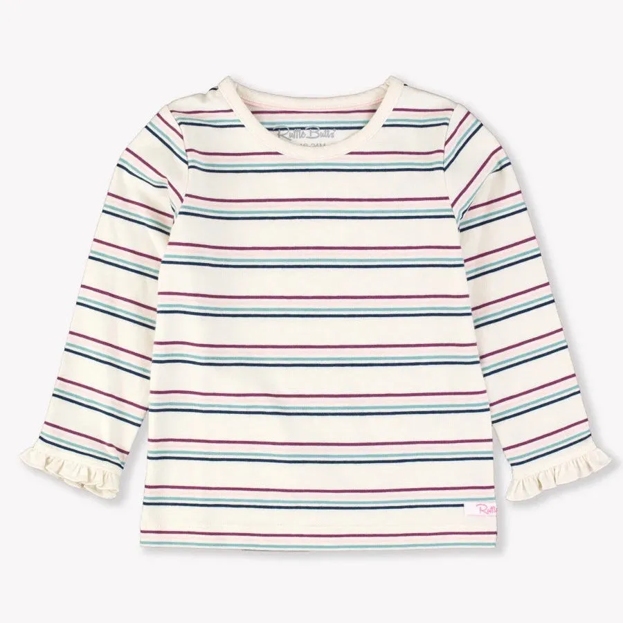 Dahlia Stripe Knit Ruffle Long Sleeve Top