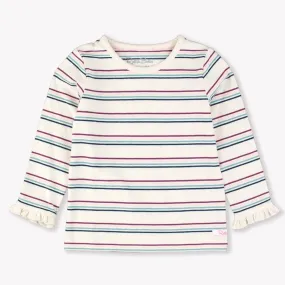 Dahlia Stripe Knit Ruffle Long Sleeve Top