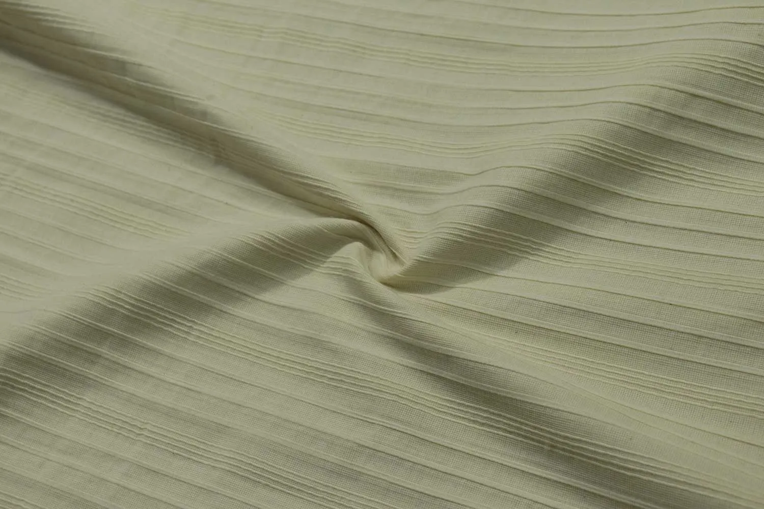 Dark Cream Stripes Cotton Pleated Fabric