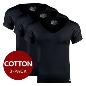 Deep V Cotton Sweat Proof Undershirt For Men - Black 3-Pack