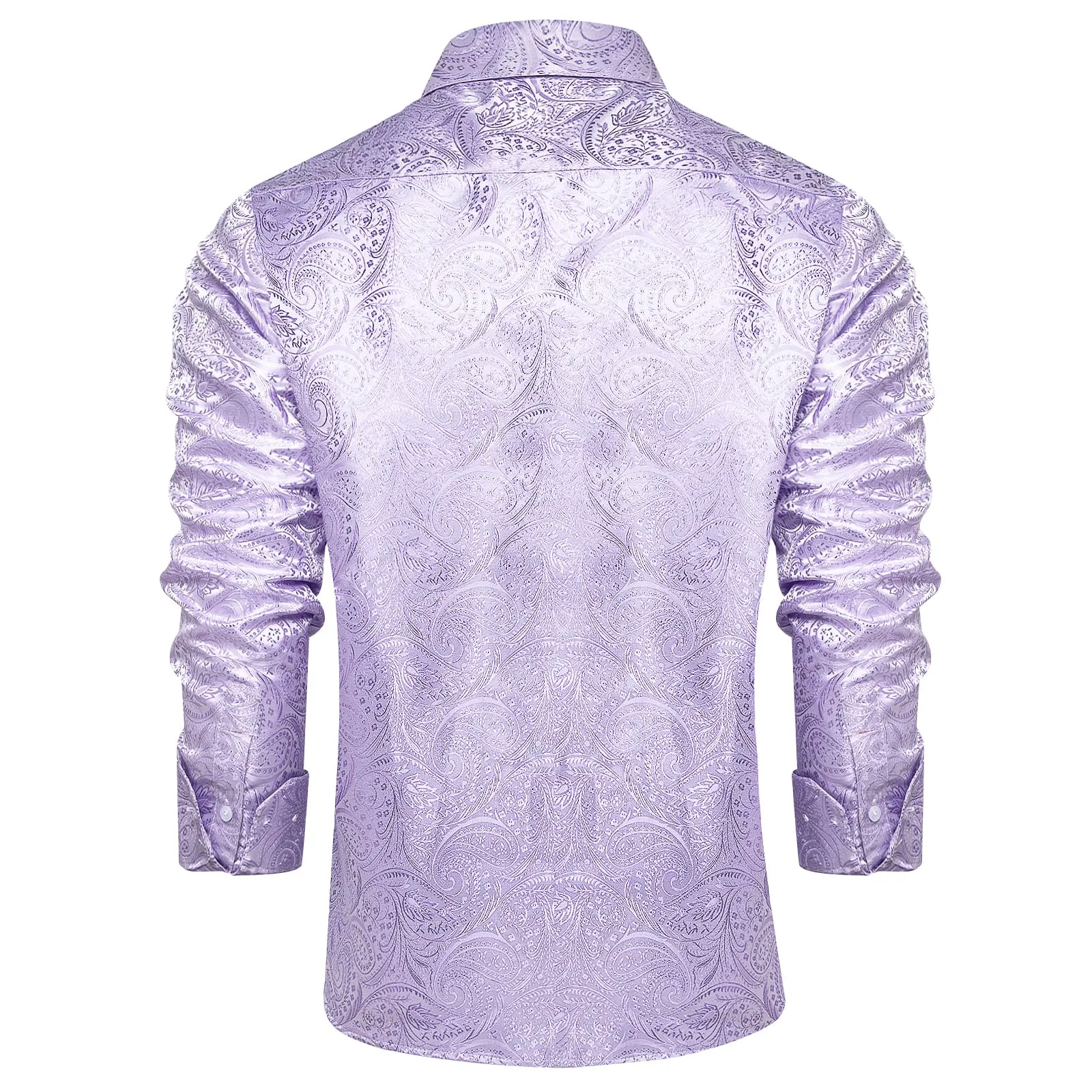 DiBanGu Collared Shirt Thistle Purple Paisley Silk Button Down Long Sleeve Mens Shirt Dress