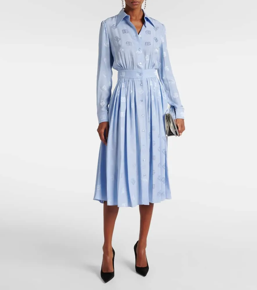 Dolce&Gabbana DG pleated silk shirt dress