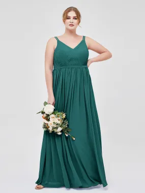 Double Strap Chiffon Bridesmaid Dresses Peacock Plus Size