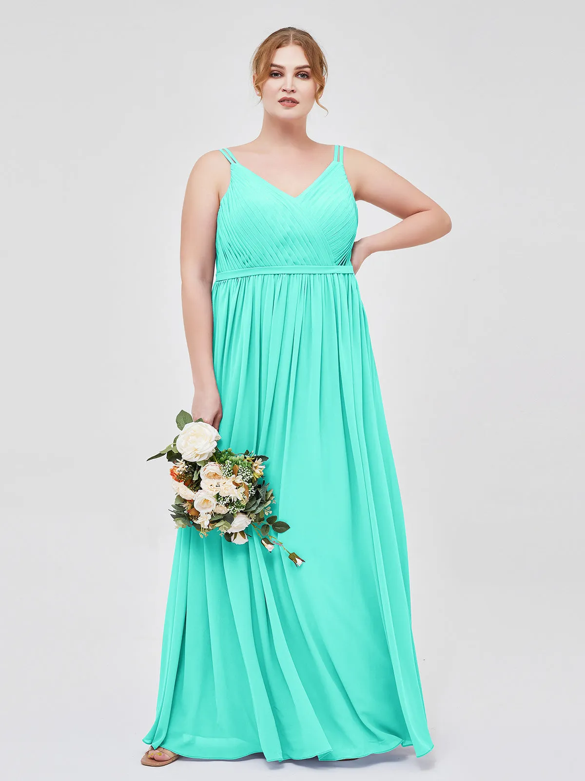 Double Strap Chiffon Bridesmaid Dresses Spa Plus Size