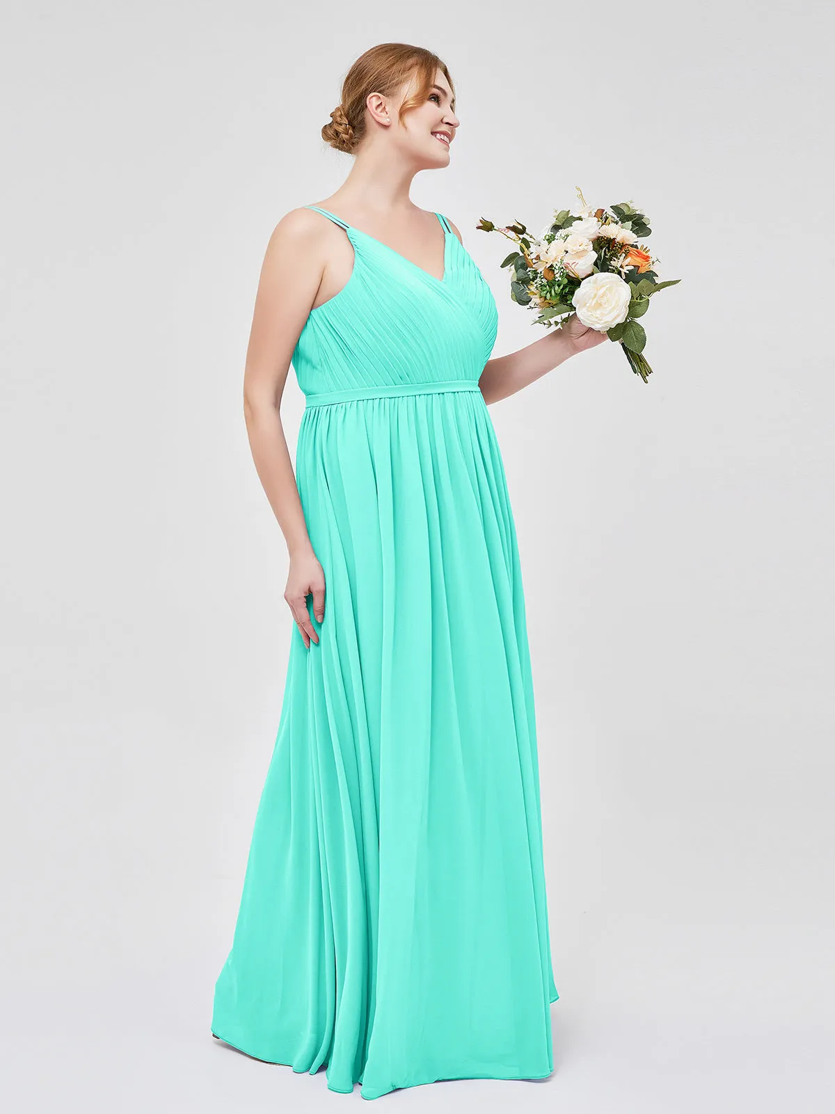 Double Strap Chiffon Bridesmaid Dresses Spa Plus Size