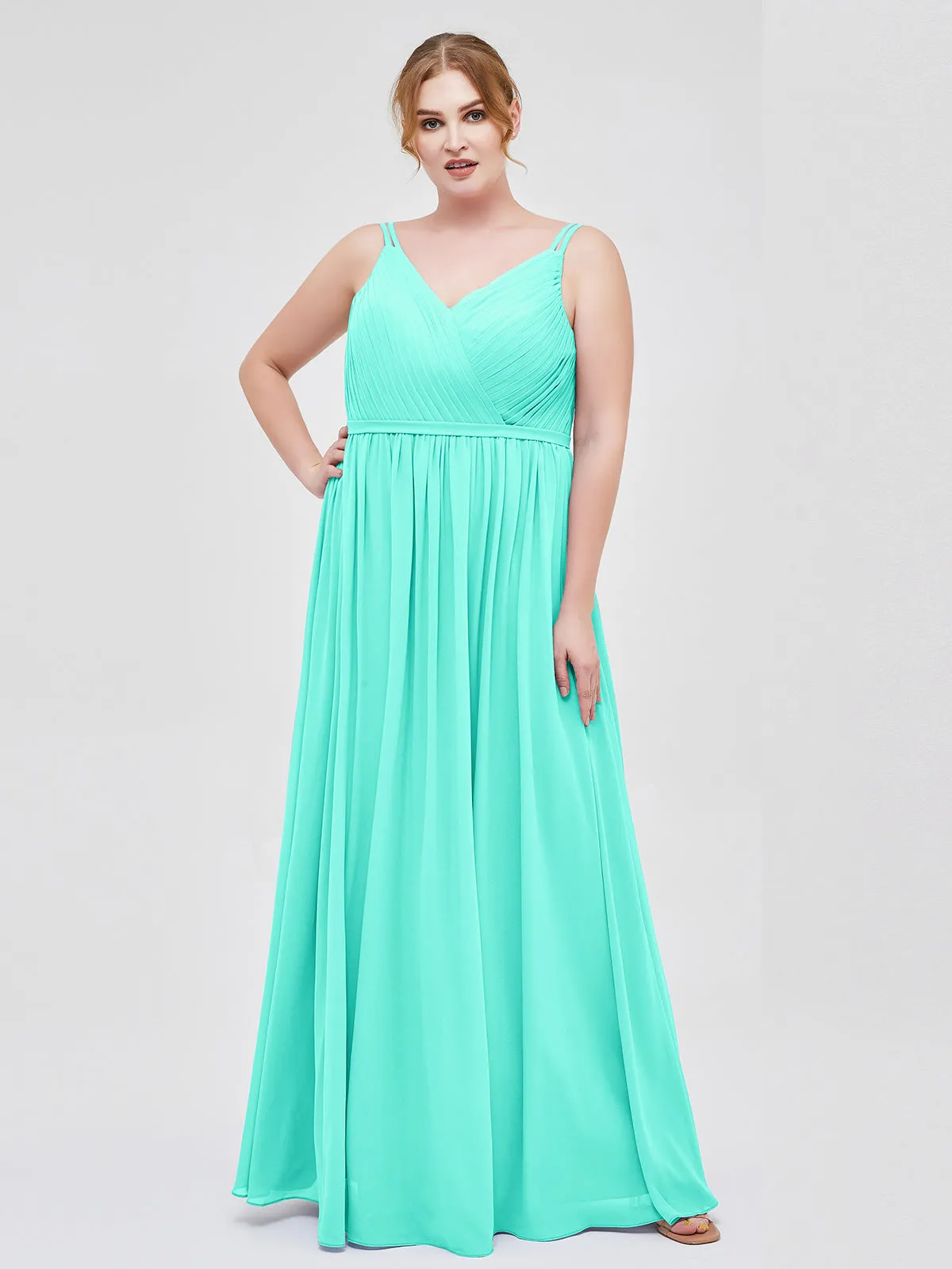 Double Strap Chiffon Bridesmaid Dresses Spa Plus Size