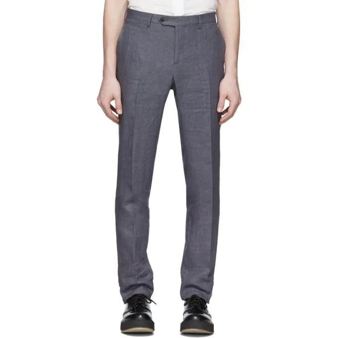 Eidos Grey Linen Slim Suit Trousers