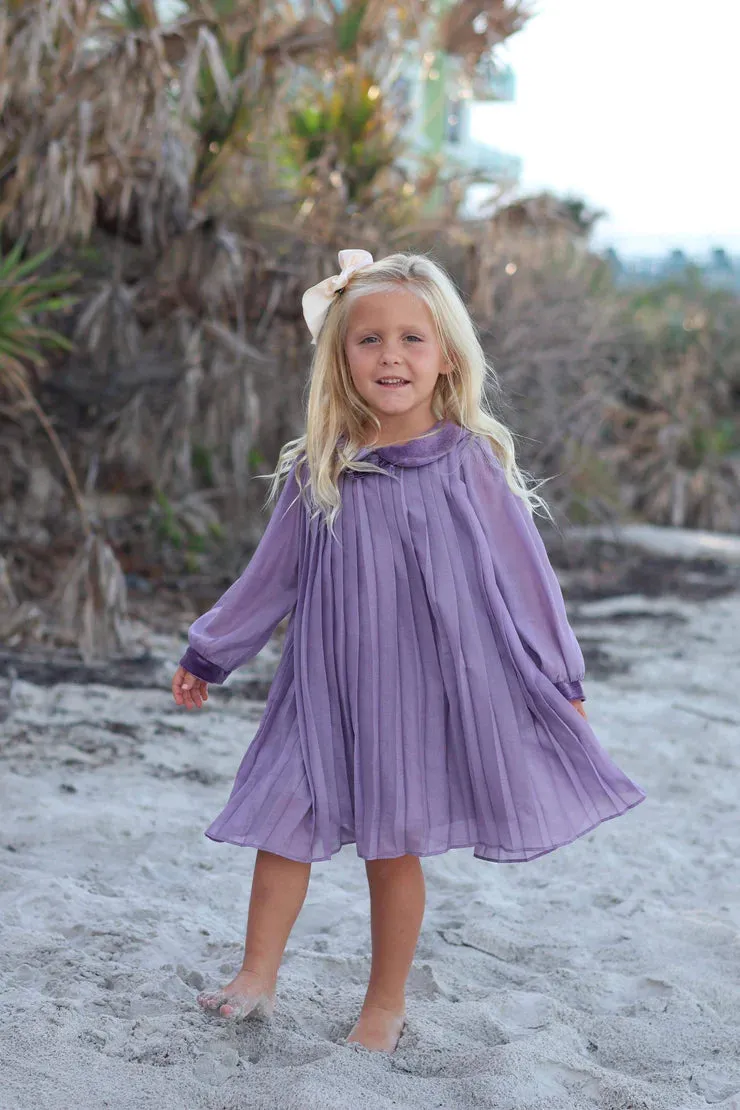 Evie's Closet Royal Purple Pleated Dress