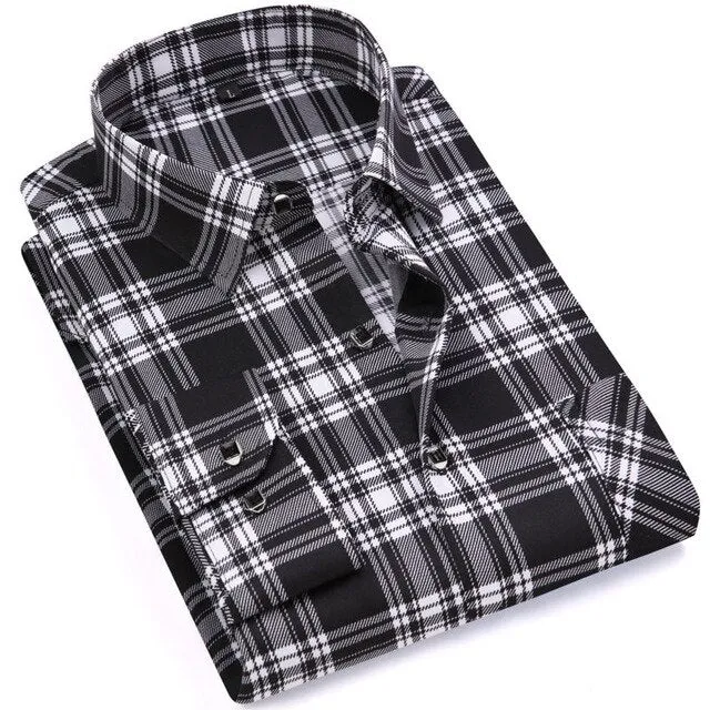 Fashion Men's Casual Long Sleeved Printed Slim Fit Shirt