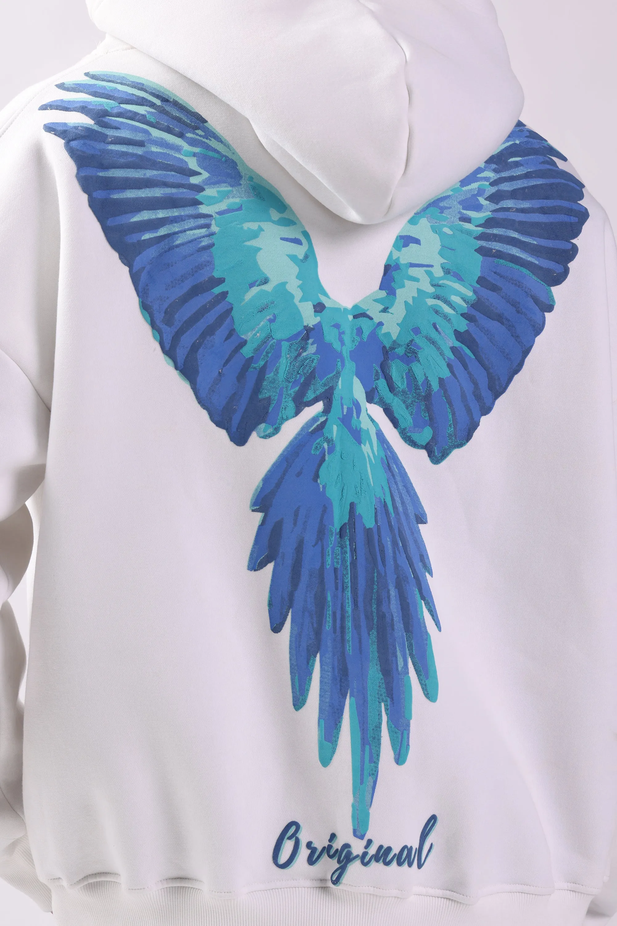Flying Parrot Puff Print Oversized Hoodie