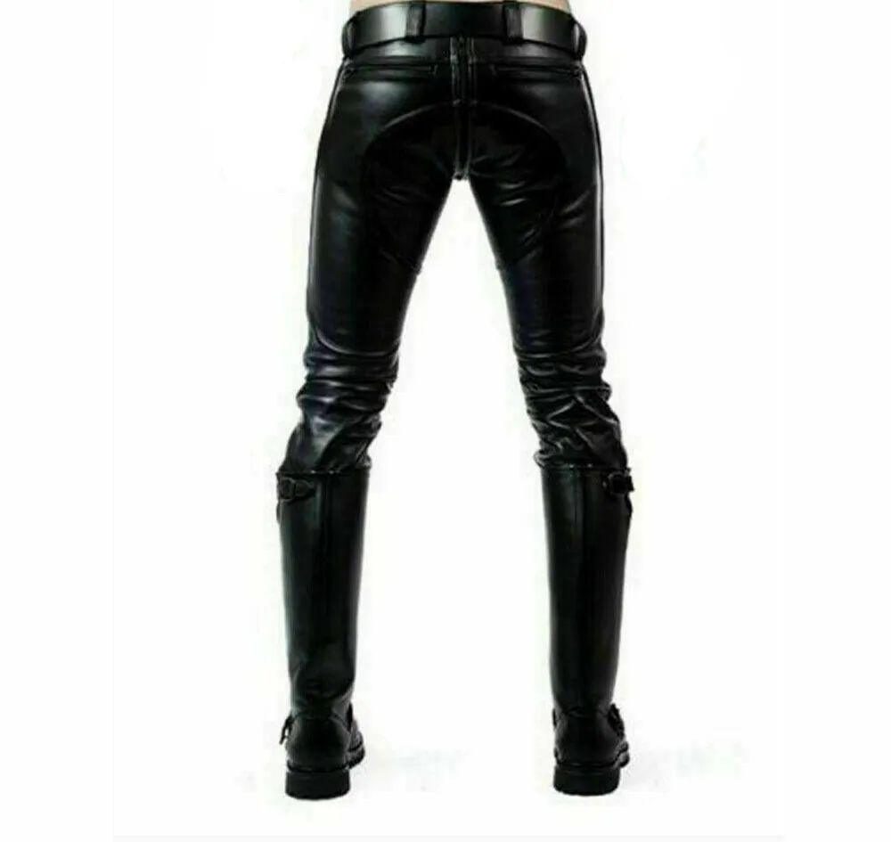 Genuine Leather Slim Fit Jeans Pants