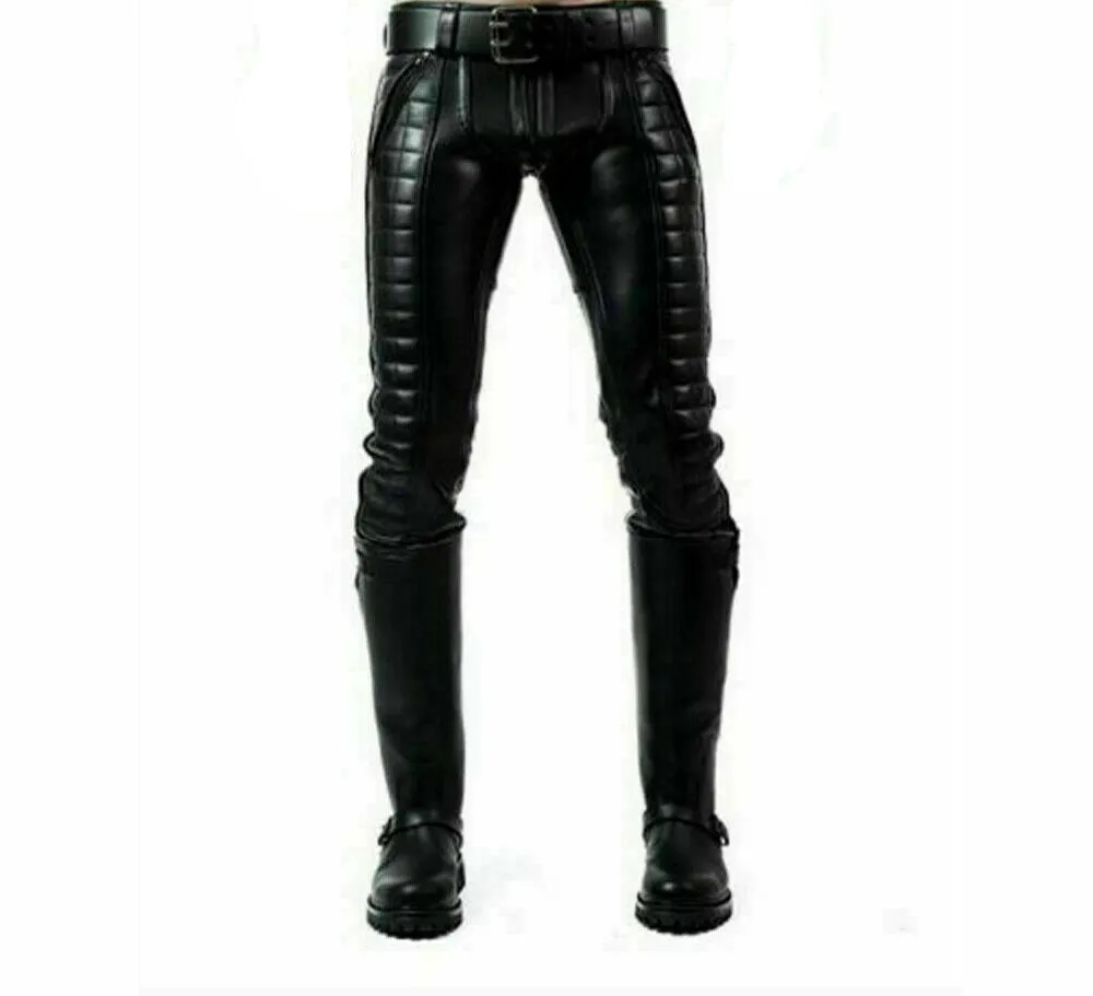 Genuine Leather Slim Fit Jeans Pants