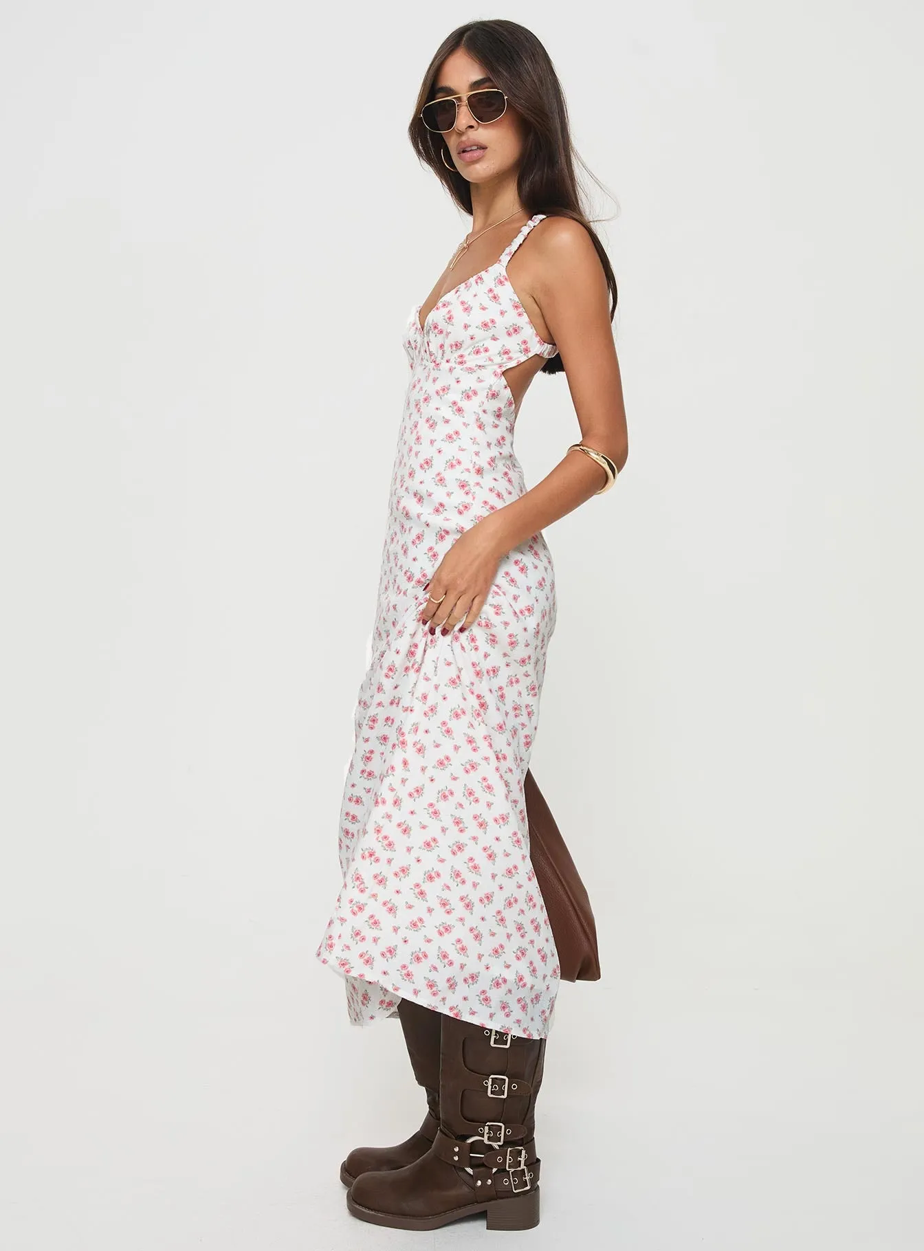 Georgia Midi Dress White / Pink Floral