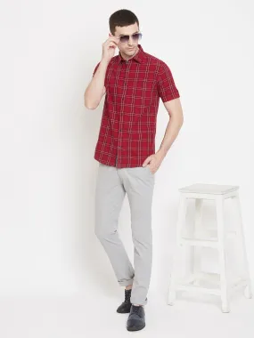 Grey Checked Slim Fit Trousers
