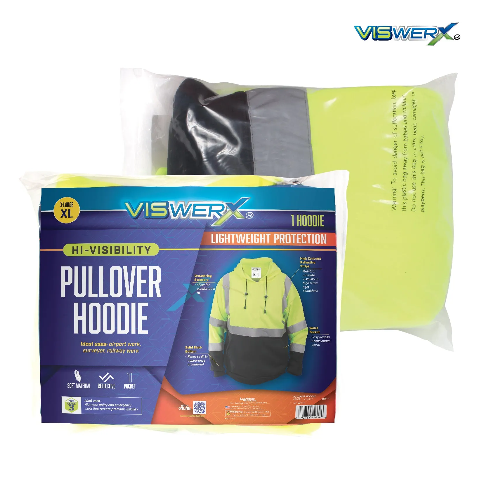 Hi-Visibility Reflective Pullover Hoodie – ANSI Class 3