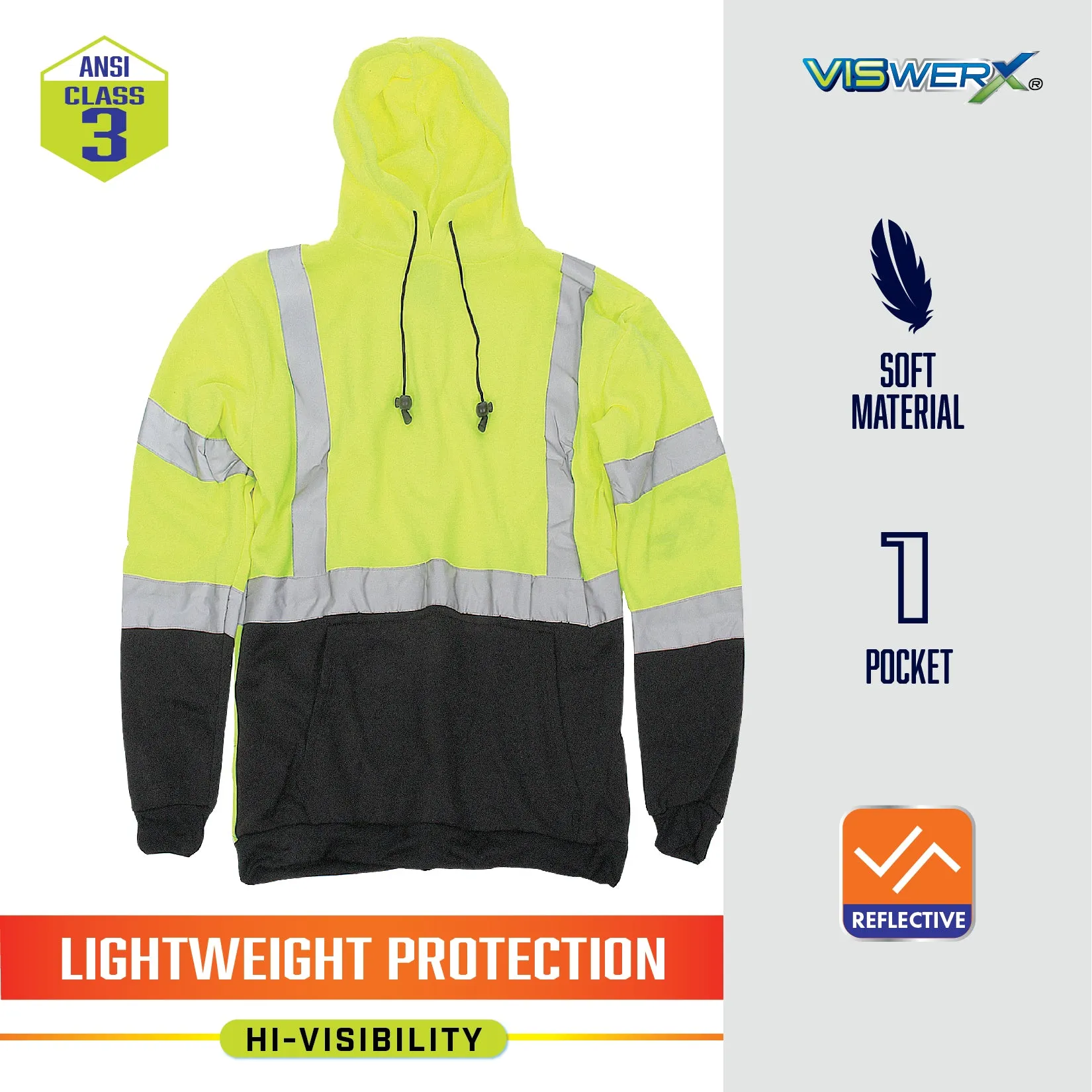 Hi-Visibility Reflective Pullover Hoodie – ANSI Class 3