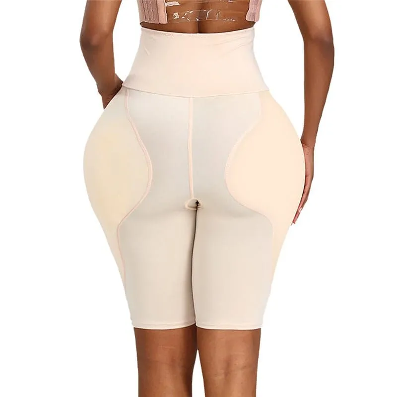 High-waisted Shapewear Shorts with Silicone Hip Pads for Crossdressers