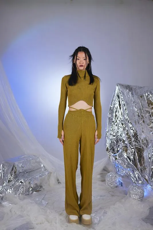 HLLY Women Feels Pants Green - Brookfield