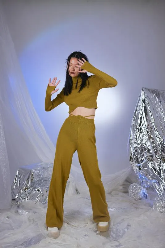 HLLY Women Feels Pants Green - Brookfield