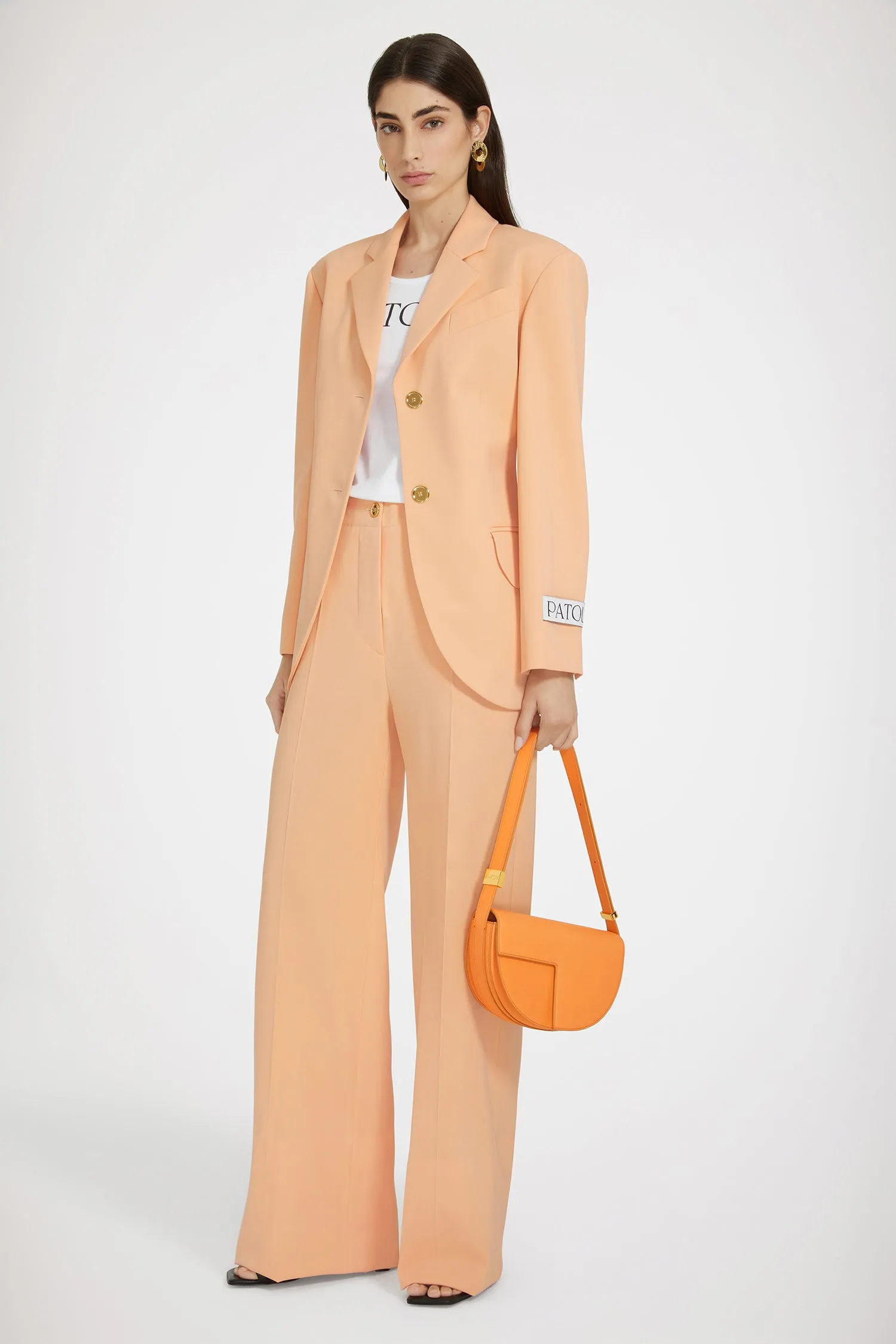 Iconic long trousers in technical wool