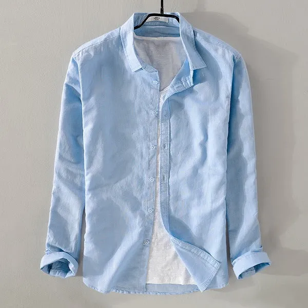 Italy style long-sleeved linen shirt