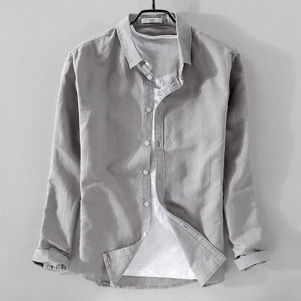 Italy style long-sleeved linen shirt