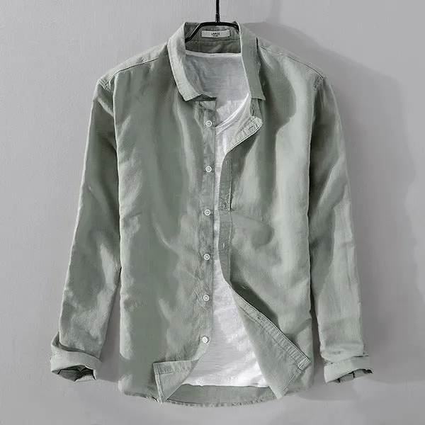 Italy style long-sleeved linen shirt